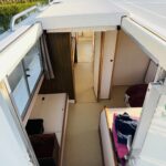 Vedette fluviale Jeanneau Eau Claire 930 Cassis (1985) – cockpit arrière et descente intérieure