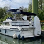Vedette Fairline 36 Stella (1989) – vue extérieure arrière tribord amarré