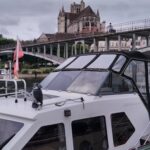 Vedette hollandaise Linssen 372 SX LE VOGUE (1992) – pont arrière couvert, amarré à Auxerre