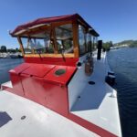Péniche Luxe-Motor Dulcinea (1929) – timonerie et taud rouge vus du pont avant