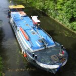 Péniche habitation 19,46 m (1905) – vue extérieure en navigation sur canal
