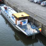 Péniche habitation 19,46 m (1905) – vue arrière à quai avec timonerie
